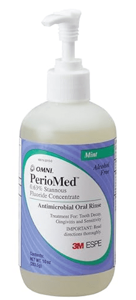 3M ESPE 12105M PerioMed 0.63% Stannous Fluoride Oral Rinse Concentrate Refill, Mint Flavor, 10 oz. Bottle with Pump
